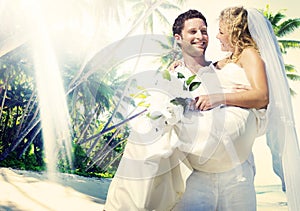 Marriage Couple Beach Wedding Happiness Concept