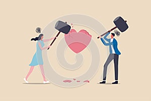 Marriage difficulties problem, divorce or violence or painful in broken relationship couple concept, angry couple husband and wife