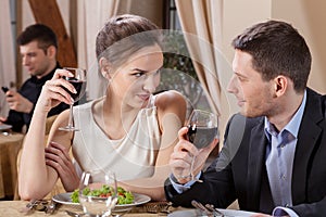 Marriage having dinner in restaurant