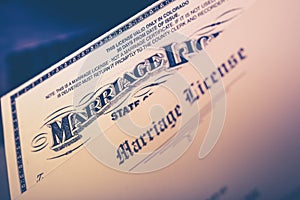 Marriage License Closeup photo
