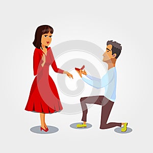 Marriage Proposal, Engagement Vector Illustration