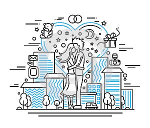 Marriage proposal - line design illustration