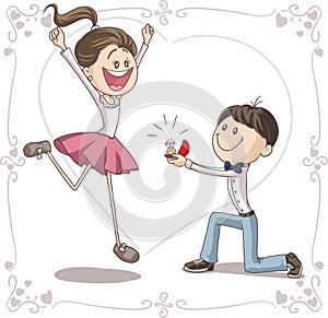 Marriage Proposal Vector Cartoon