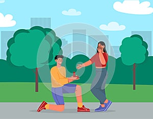 Marriage proposal vector concept