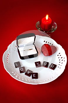 Marriage proposal , wedding and love concept