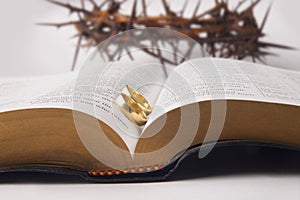 Marriage rings on holy bible