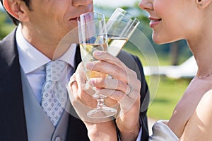 Married Couple Drinking Champagne