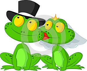 Married frog cartoon kissing