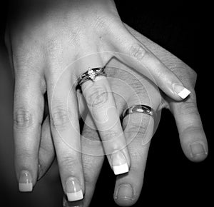 Marrige - Bride & Groom Hands with Wedding Rings