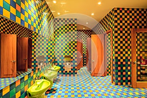 Marriott Hotel nursery room toilet with its colorful interior is performed in modern original stylish and children friendly design