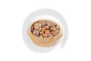 Marrowfat peas in a ceramic bowl isolated over white