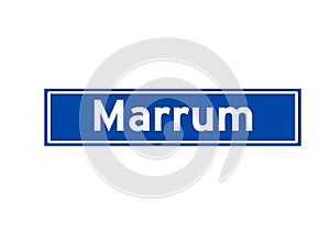 Marrum isolated Dutch place name sign. City sign from the Netherlands.