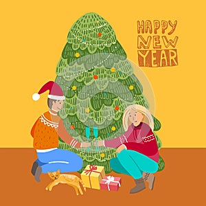 Marry christmas and a happy new year. Christmas illustration.