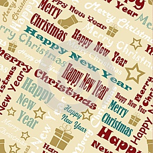 Marry Christmas and Happy New Year Pattern photo