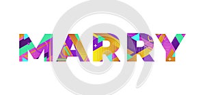 Marry Concept Retro Colorful Word Art Illustration