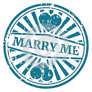 Marry me postal stamp. Textured mail engagement label