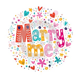 Marry me retro typography lettering decorative text design