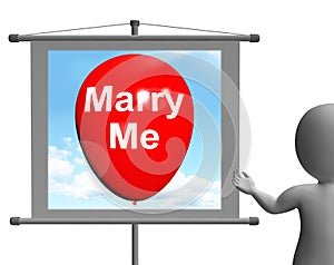 Marry Me Sign Represents Lovers Proposed Engagement photo
