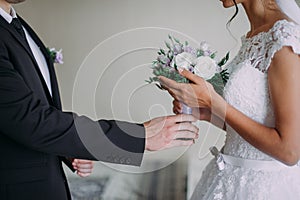 Marry me today and everyday, hands of a wedding caucasian couple