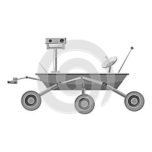 Mars exploration rover icon, gray monochrome style