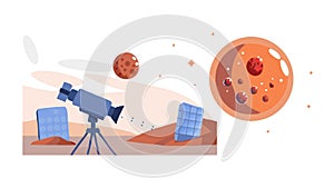 Mars Exploration - Telescope Red Planet, vector design Generative AI
