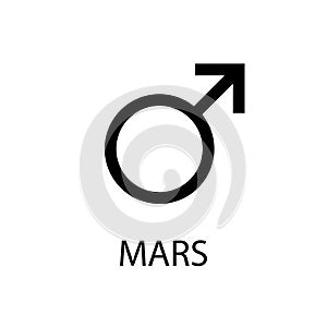 Mars icon. Planet symbol. Vector black sign on white. Astrological calendar. Jyotisha. Hinduism, Indian or Vedic photo