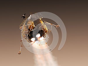 Mars Lander In The Atmosphere Of The Red Planet