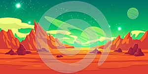 Mars landscape, alien planet, martian background