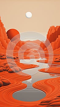 Mars Landscape: Psychedelic Op Art Inspired Graphic Design photo