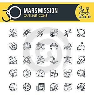 Mars Mission Outline Icons