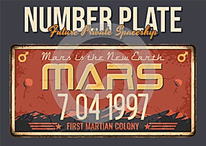 Mars Number Plate Original Sign