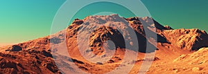 Mars planet landscape, 3d render of imaginary mars planet terrain