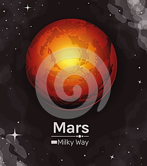 Mars planet milky way style icon vector design