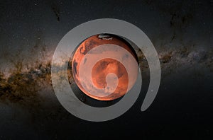 Mars planet in the solar system - 3d illustration, closeup view