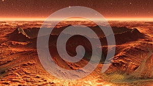 Mars Planet Surface With Dust Blowing. 3d illustration photo