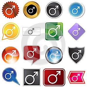 Mars Planetary Sign Icon Set