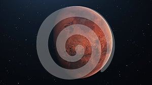 Mars rotating slowly in space. Photo realistic 3D rendering