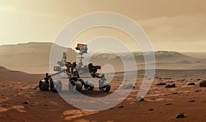Mars rover explores mars rocky terrain alone Creating using generative AI tools