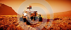 A mars rover explores the red planet