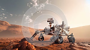 Mars rover exploring surface of Mars. Generative AI