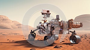 Mars rover exploring surface of Mars. Generative AI