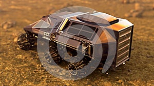 Mars Rover Space Travel. Cargo ares, 3D rendering