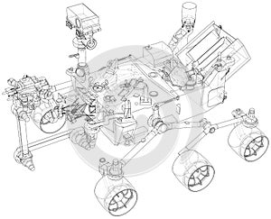 Mars Rover. Vector rendering of 3d