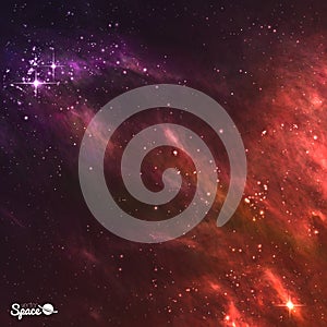 Marsala Space background With Colourful nebulas and glowing stars. Vector illustration.