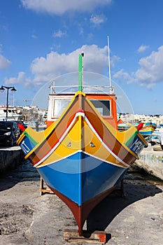 Marsaxlokk traditional fisherman boat luzzu, Malta