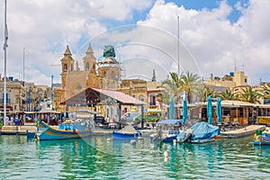 Marsaxlokk is a traditional fishing village.  located southeast of Malta. Fisherman village in the south east of Malta