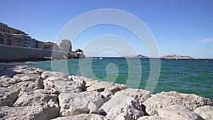 Marseille bay with the famous beach of the Catalans