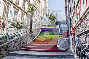 Marseille city streets stairs colors