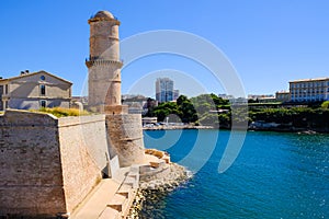 Marseille. Fortification Fort Saint-Jean and tower of King Rene.