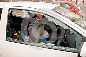 MARSEILLE / FRANCE - 03 20 2017 Car glass is brocken